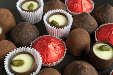 Candy on a black background.