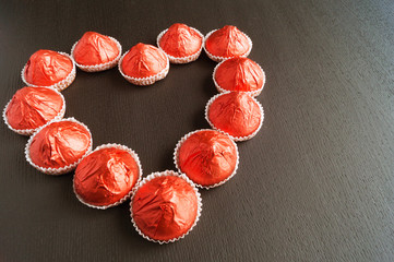 Candy on a black background.