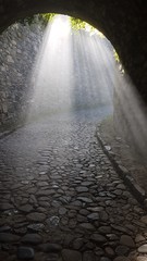 A ray of light in a tunnel