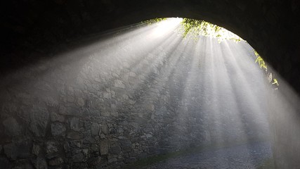 A ray of light in a tunnel