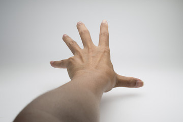 Stretching hand first person point of view