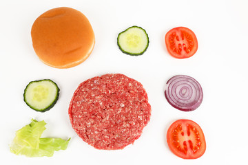 Zutaten für einen Hamburger