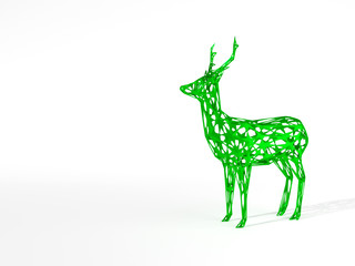 3d illustration rendering of green deer