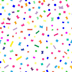 seamless colorful explosion of confetti on festive background,  vector 