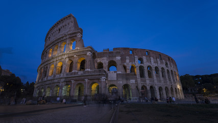 Night view of the Colosseum in Rome.