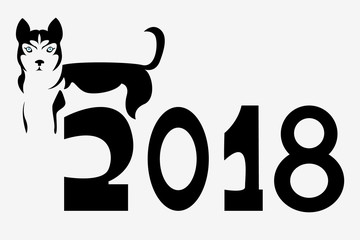 New Year with Husky,vector