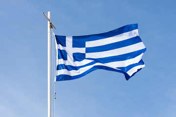 Greek flag, Flag of Greece and blue Sky