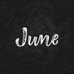 Handwritten names of months - June. Calligraphy words for calendars and organizers.