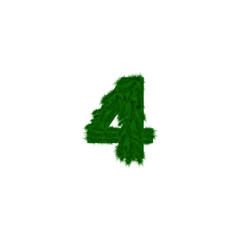 Vector numbers decorated with pine branches. Number- 4. Four.