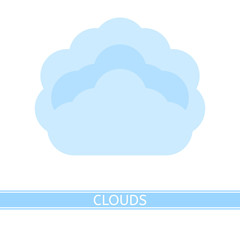 Vector illustration of cloud isolated on white background, flat style