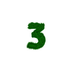 Vector numbers decorated with pine branches. Number- 3. Three.