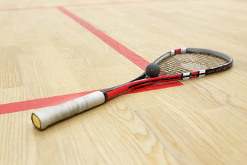 racquetball equipment on the floor