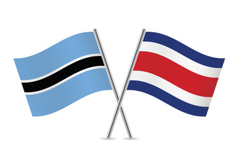 Botswana and Costa Rica flags.Vector illustration.