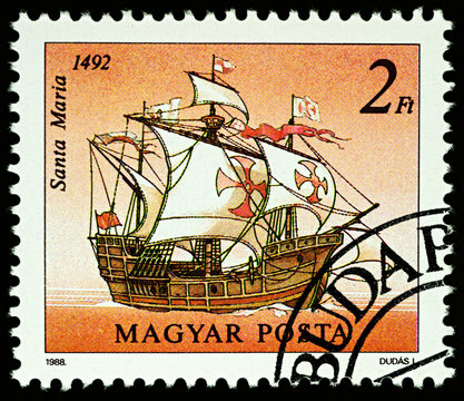 Santa Maria - ship of Columbus on postage stamp