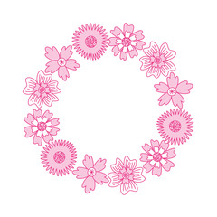 flower wreath floral leaves style decorative element vector illustration