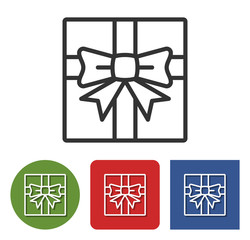 Line icon of gift box in different variants