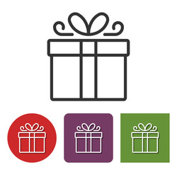 Line icon of gift box in different variants