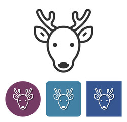 Line icon of reindeer in different variants