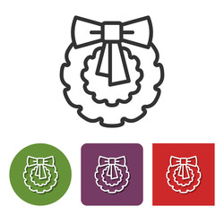 Line icon of Christmas wreath  in different variants