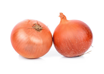 Fresh onion bulbs isolated on white background