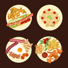 Different dishes and salads