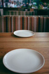 two plates on the table.