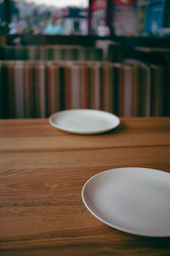 two plates on the table.