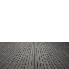 isolated wooden floor with clipping path with empty too