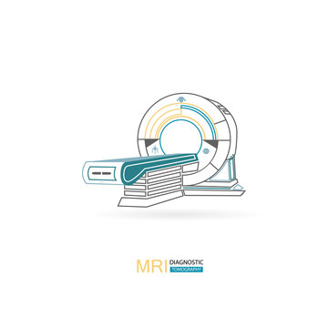 Medical diagnostic. MRI scanner machine technology and diagnostics , medical Health care Vector illustration.