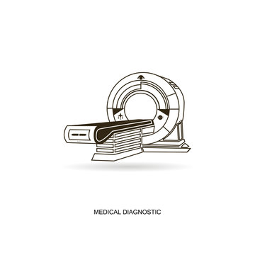 Medical diagnostic. MRI scanner machine technology and diagnostics , medical Health care Vector illustration.