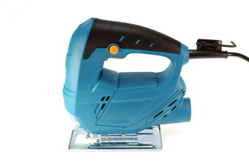 Electric jigsaw for cutting on white background. Professional cutting tool.