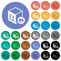 Print package information round flat multi colored icons