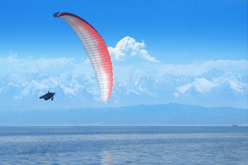 Paraglider in mid-air