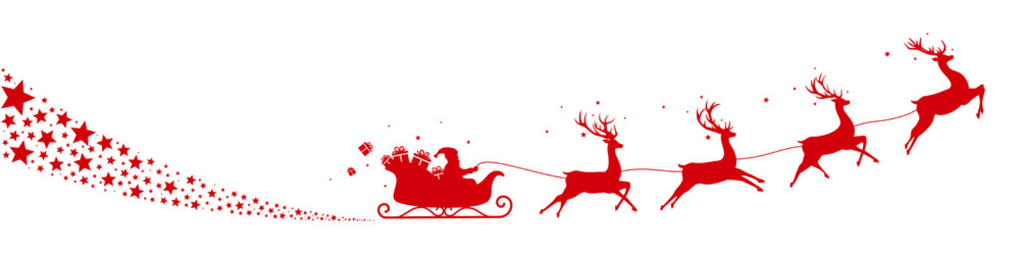 Flying Christmas sleigh with stars