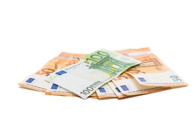 Obraz na płótnie Canvas euro banknotes isolated
