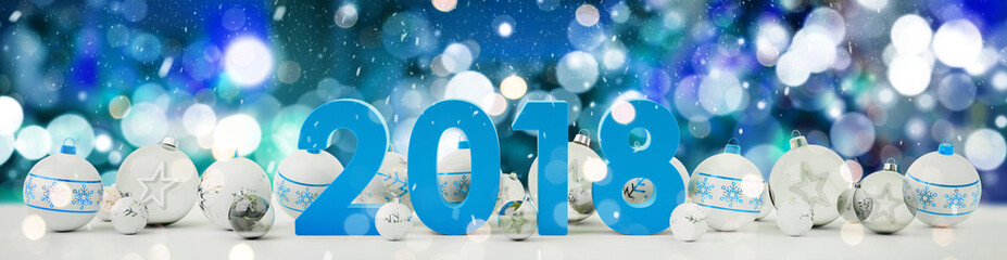2018 new year eve with christmas baubles lined up 3D rendering
