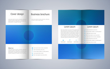 Bi-fold business brochure template, vector illustration