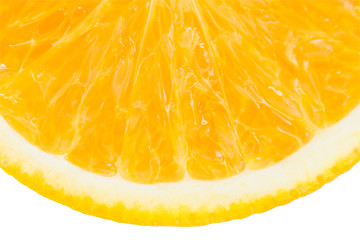 closeup slice of fresh orange isolated on white background. with clipping path