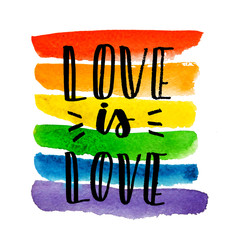 Gay pride. Text on rainbow texture.