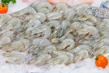 Fresh Shrimp or Prawn on Ice seafood market