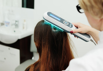 treatment of scalp and hair structure study. Phototherapy, light therapy, ultraviolet, psoriasis,...