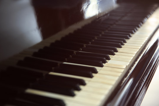 Vintage piano keys, close up