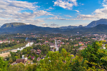 Fototapeta premium Viewpoint and beautiful landscape in luang prabang, Laos.