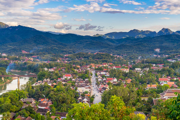 Fototapeta premium Viewpoint and beautiful landscape in luang prabang, Laos.
