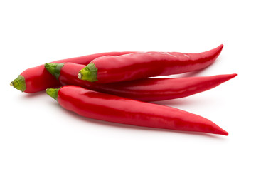 Red chilli pepper isolated on a white background.