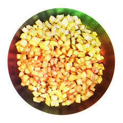 unreal food, colored potatoes strange effect