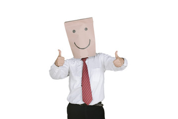 Unknown businessman shows thumbs up