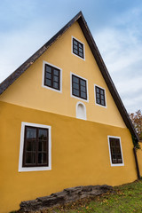 Fototapeta na wymiar Colorful old Anabaptist house in Velke Levare (Slovakia)
