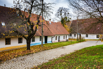 Colorful old Anabaptist houses in Velke Levare (Slovakia)