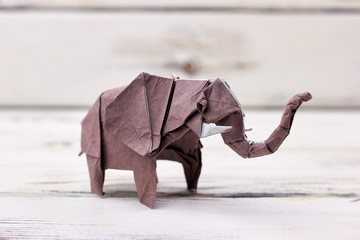 Elephant 3D origami model. Accurate and detailed figurine made with wet-folding technique. Talented...